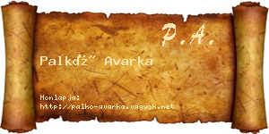 Palkó Avarka névjegykártya